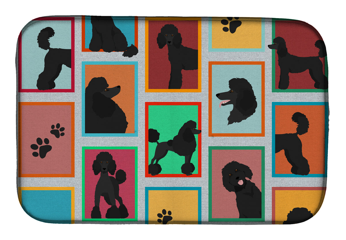 Lots of Black Standard Poodle Dish Drying Mat  the-store.com.