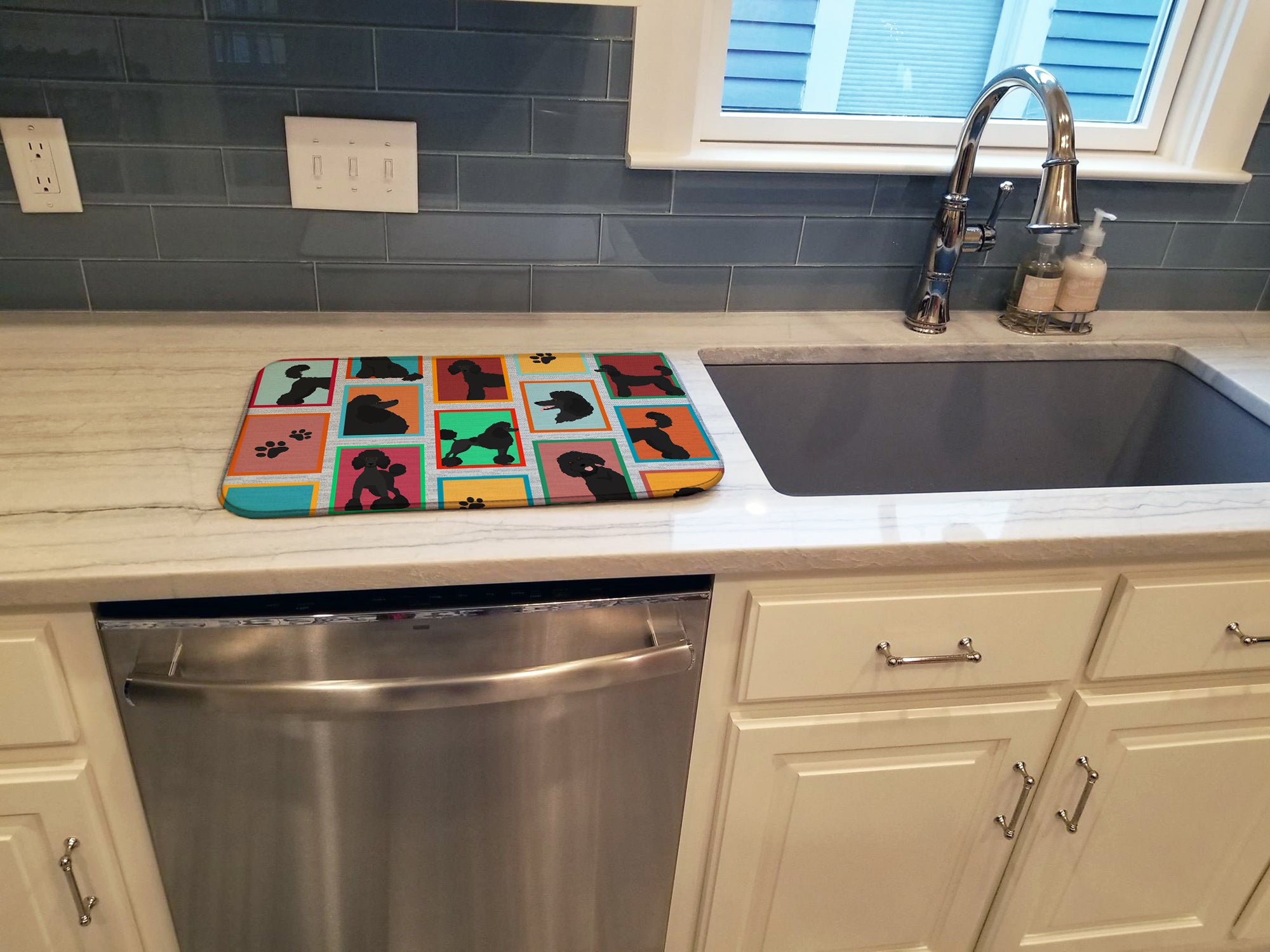 Lots of Black Standard Poodle Dish Drying Mat