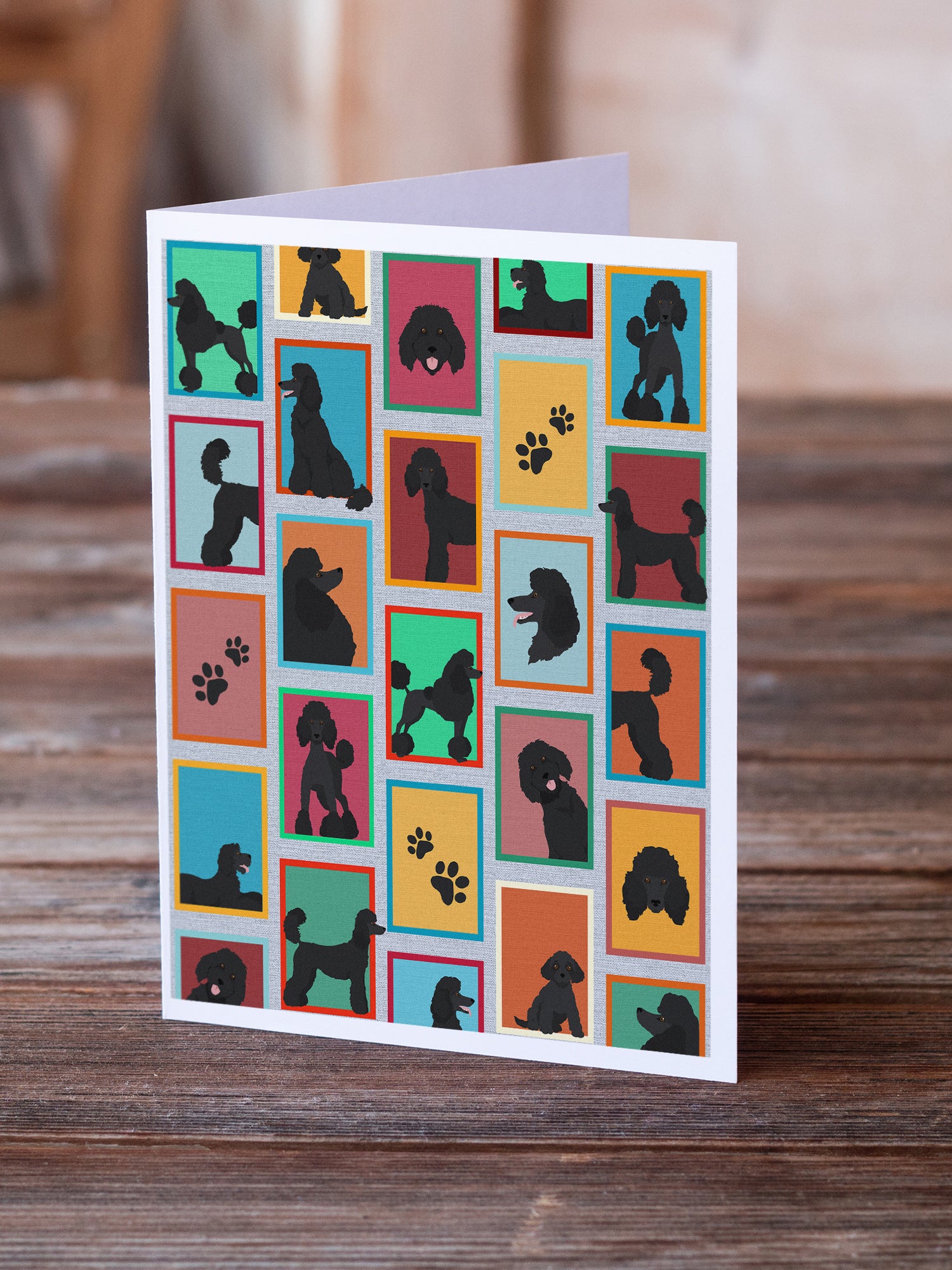Lots of Black Standard Poodle Greeting Cards and Envelopes Pack of 8 - the-store.com
