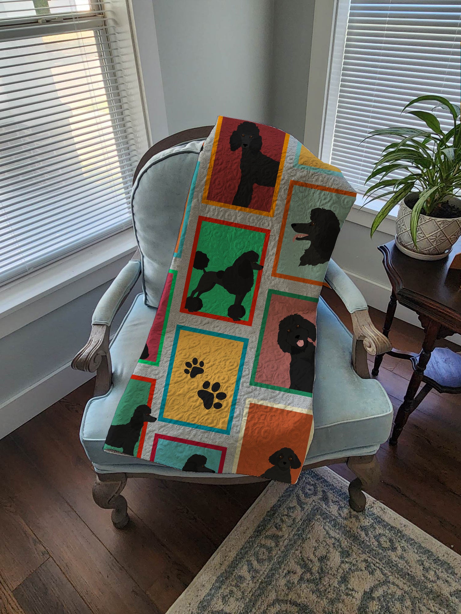 Lots of Black Standard Poodle Quilted Blanket 50x60 - the-store.com