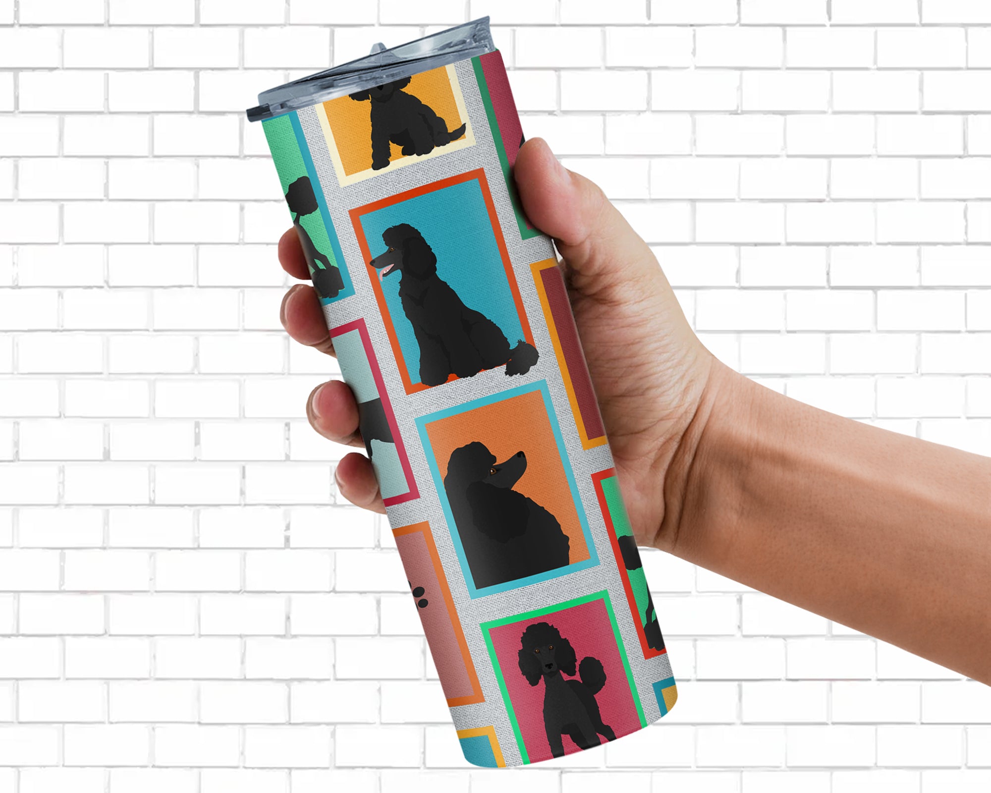 Lots of Black Standard Poodle Stainless Steel 20 oz Skinny Tumbler - the-store.com