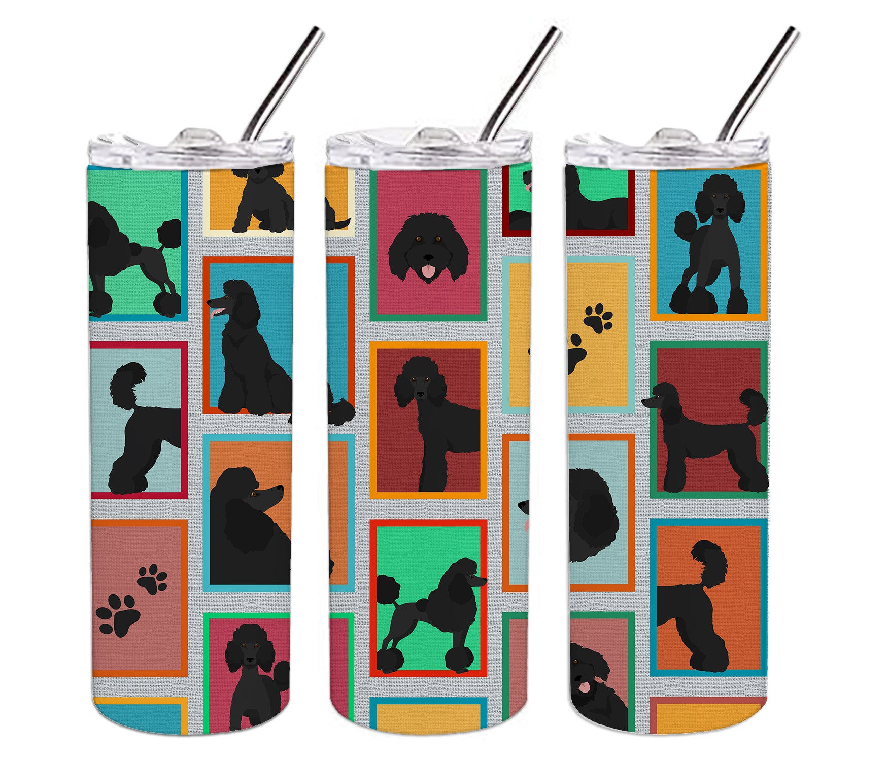 Lots of Black Standard Poodle Stainless Steel 20 oz Skinny Tumbler - the-store.com