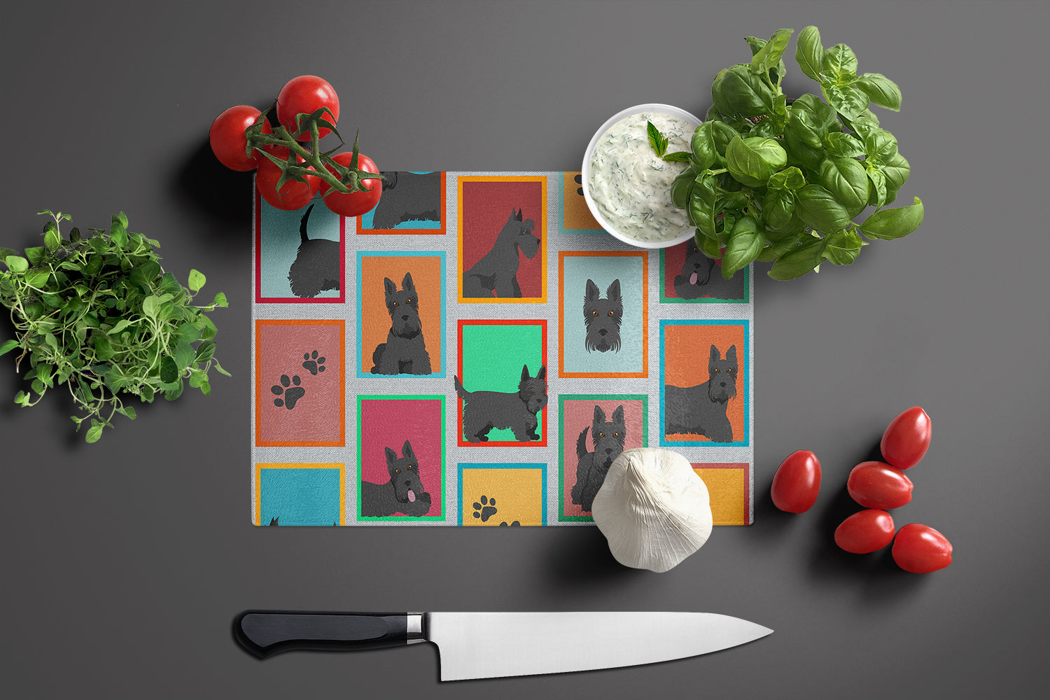 Lots of Scottish Terrier Glass Cutting Board Large - the-store.com