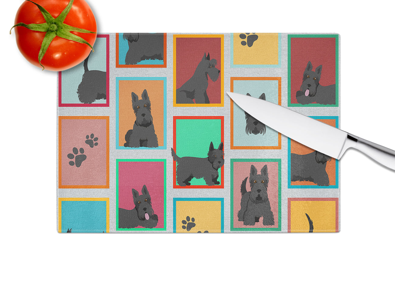Lots of Scottish Terrier Glass Cutting Board Large - the-store.com