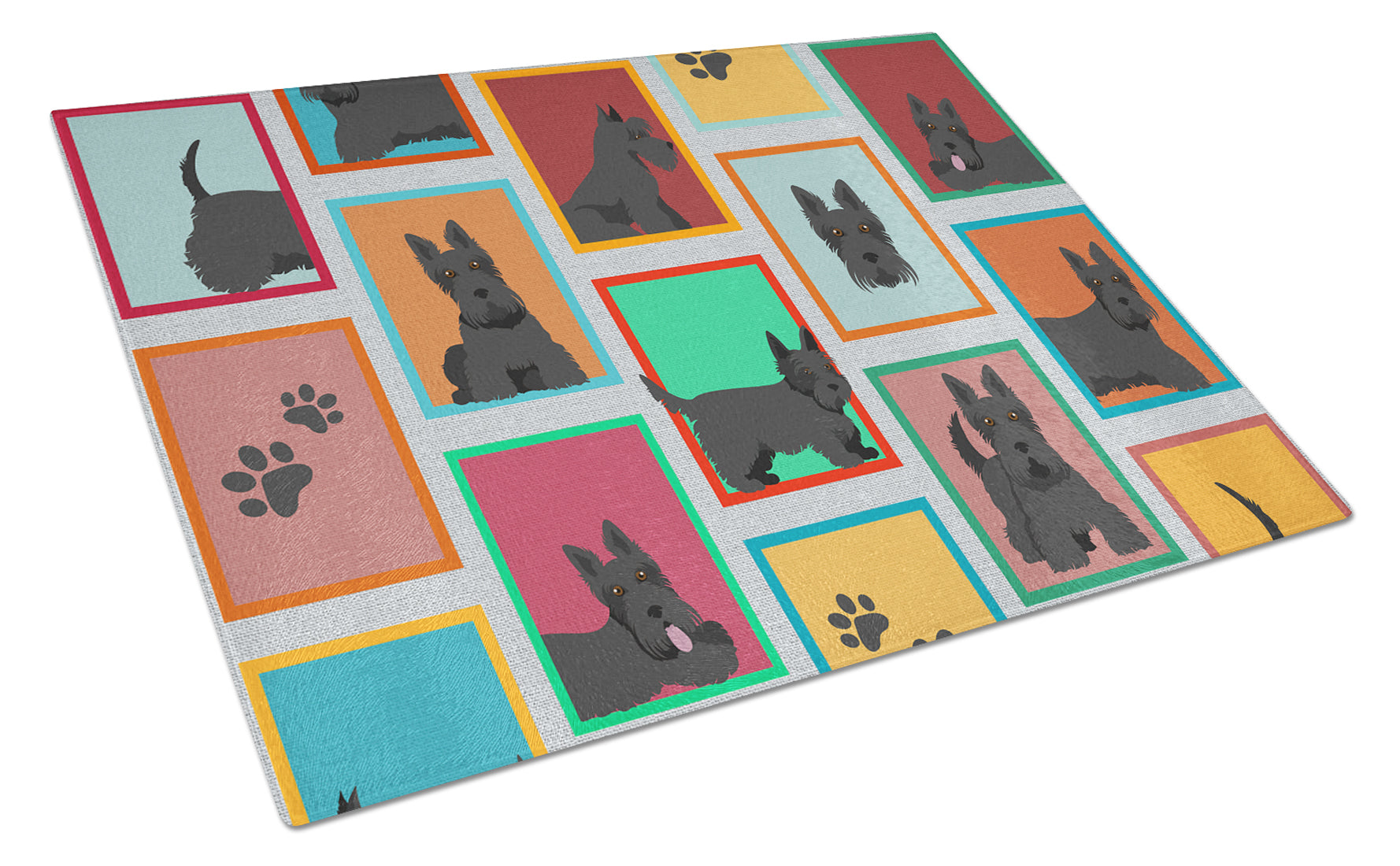 Buy this Lots of Scottish Terrier Glass Cutting Board Large