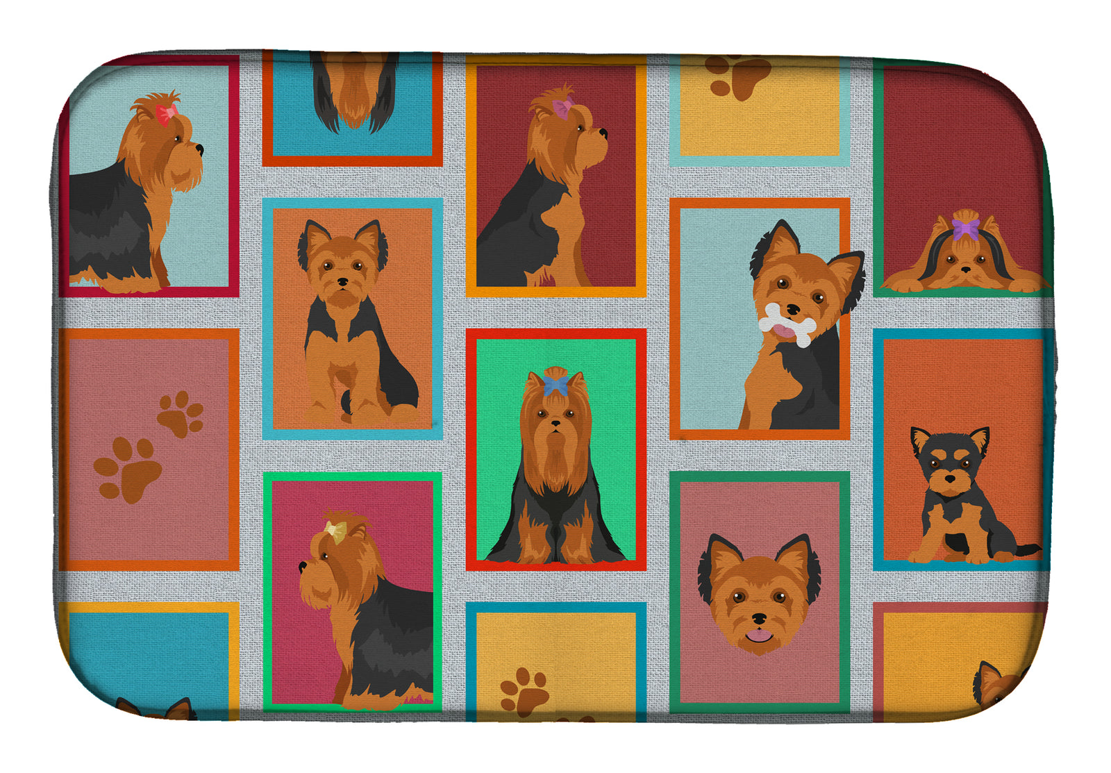 Lots of Black and Tan Yorkie Dish Drying Mat  the-store.com.