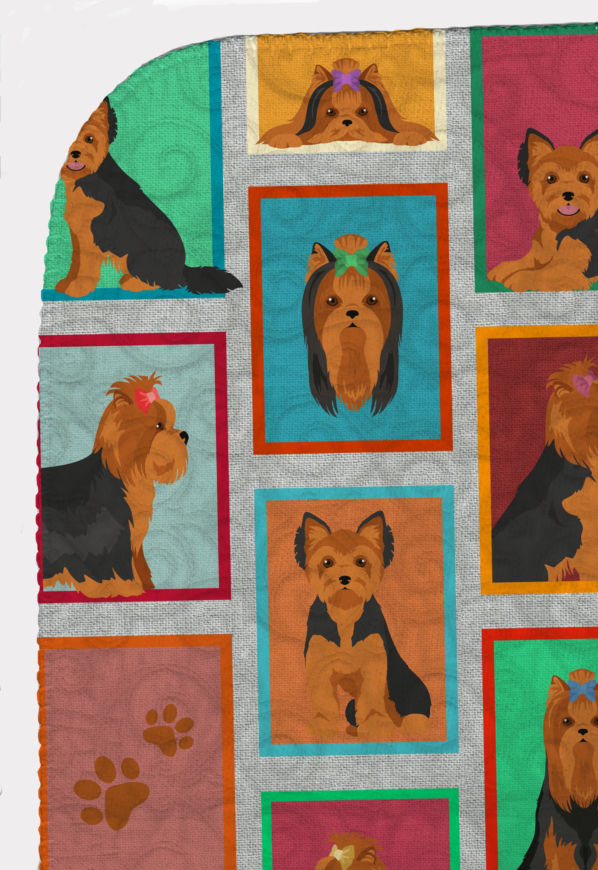 Lots of Black and Tan Yorkie Quilted Blanket 50x60 - the-store.com