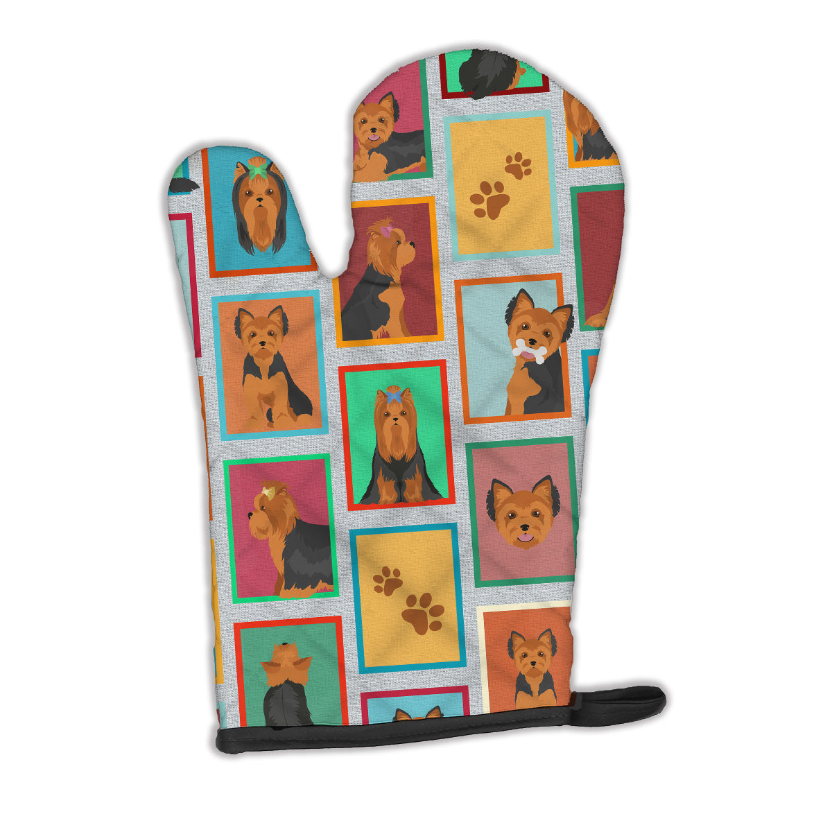 Lots of Black and Tan Yorkie Oven Mitt