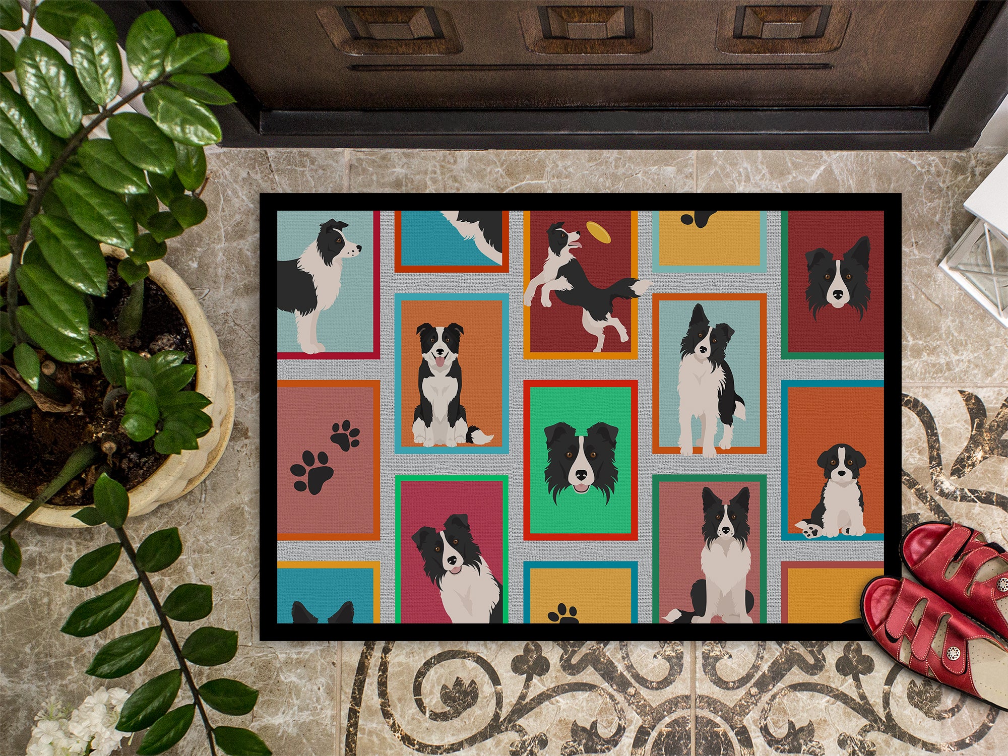 Lots of Border Collie Indoor or Outdoor Mat 18x27 - the-store.com