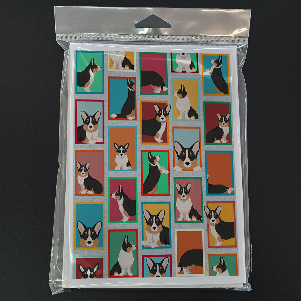 Lots of Tricolor Cardigan Corgi Greeting Cards and Envelopes Pack of 8 - the-store.com