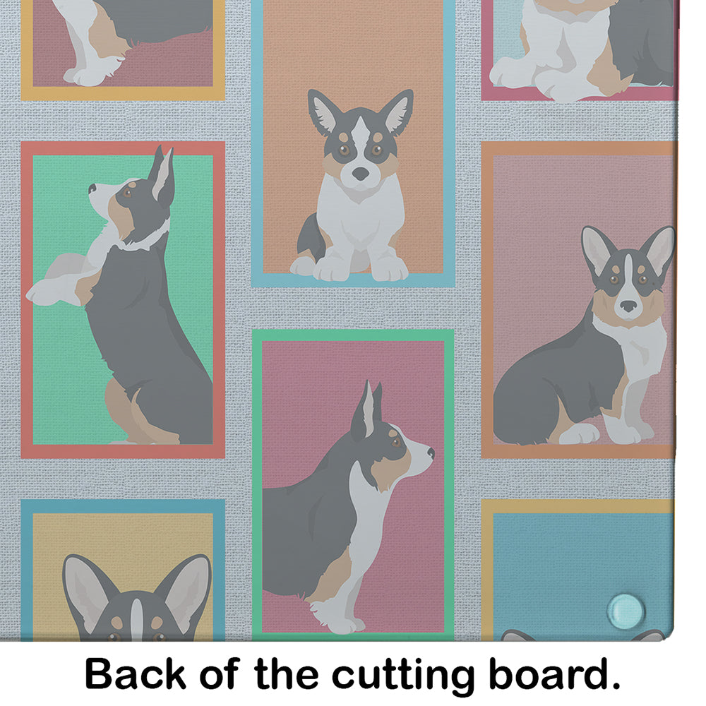 Lots of Tricolor Cardigan Corgi Glass Cutting Board Large - the-store.com