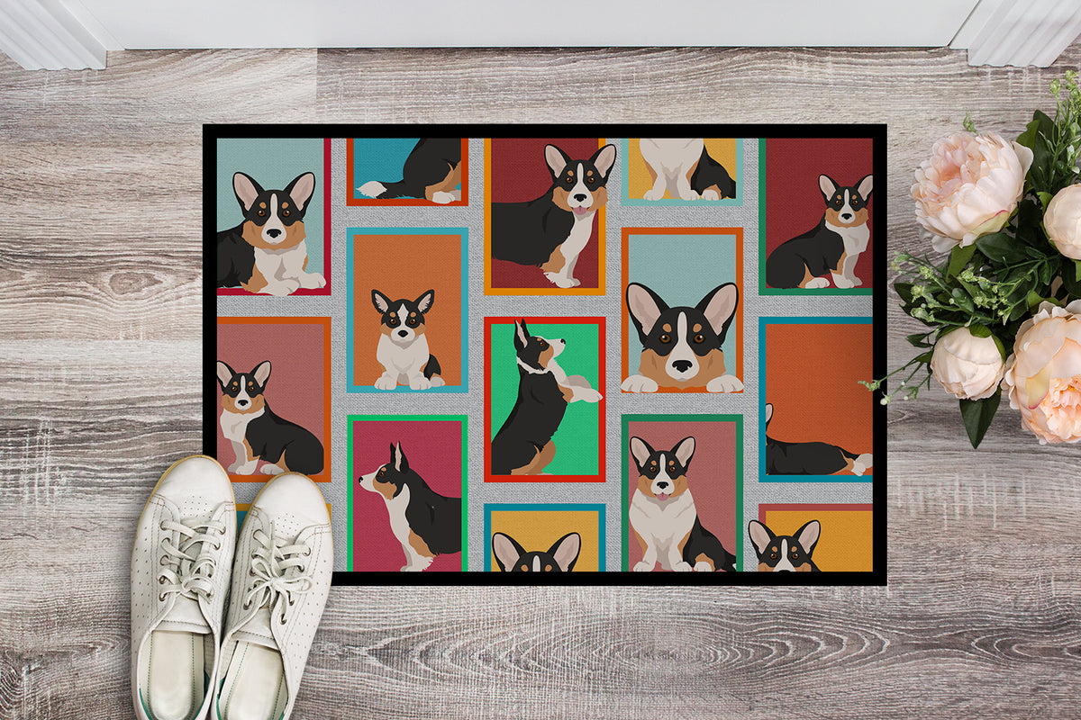 Caroline's Treasures Lots of Tricolor Cardigan Corgi Doormat - 18x27 Decorative Floor Mat – Indoor/Outdoor Rug with Artistic Flair