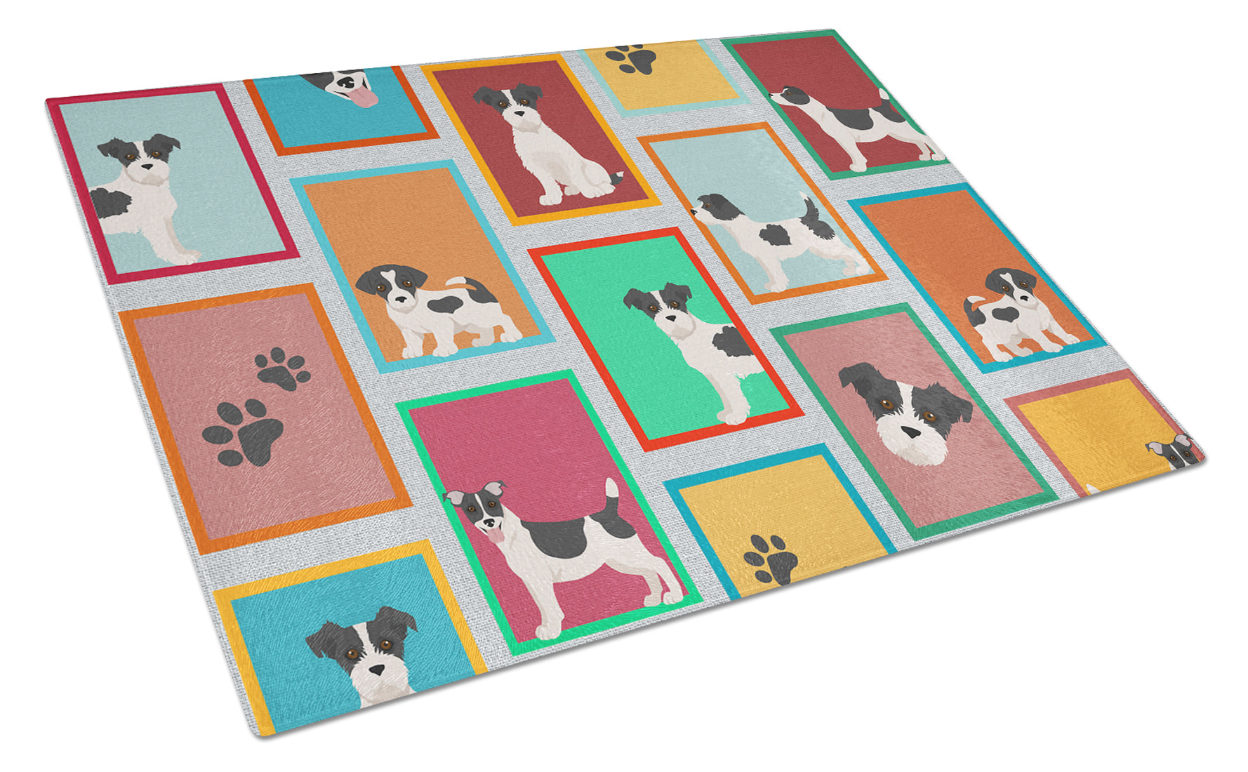 Buy this Lots of Jack Russell Terrier Glass Cutting Board Large