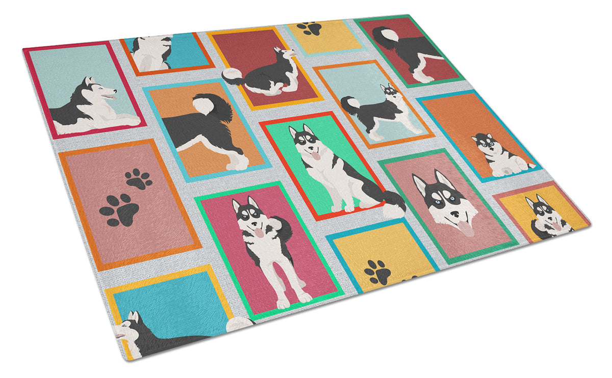 Buy this Lots of Siberian Husky Glass Cutting Board Large
