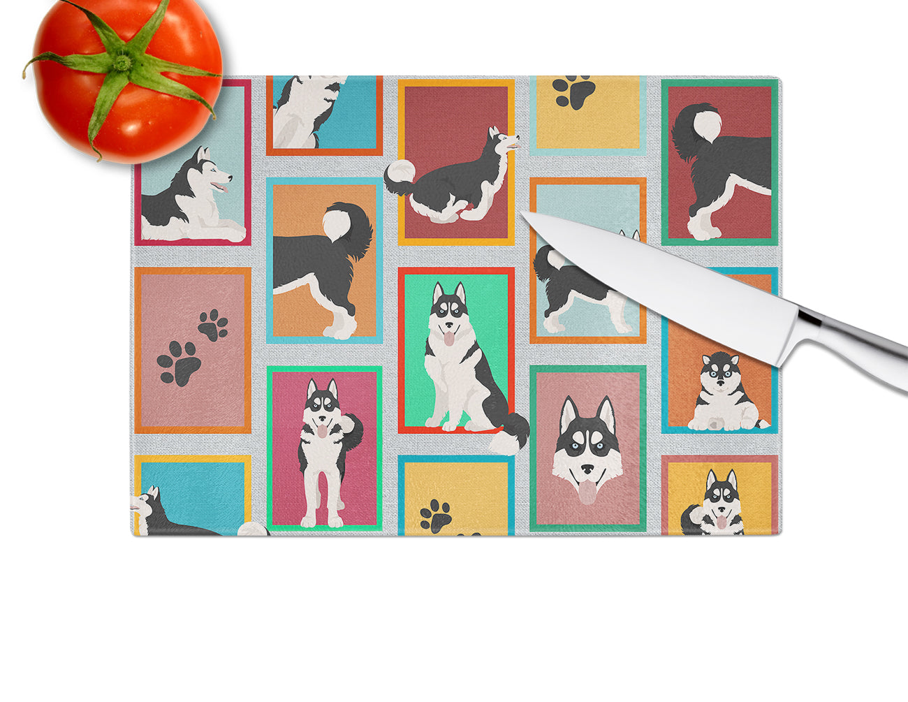 Lots of Siberian Husky Glass Cutting Board Large - the-store.com