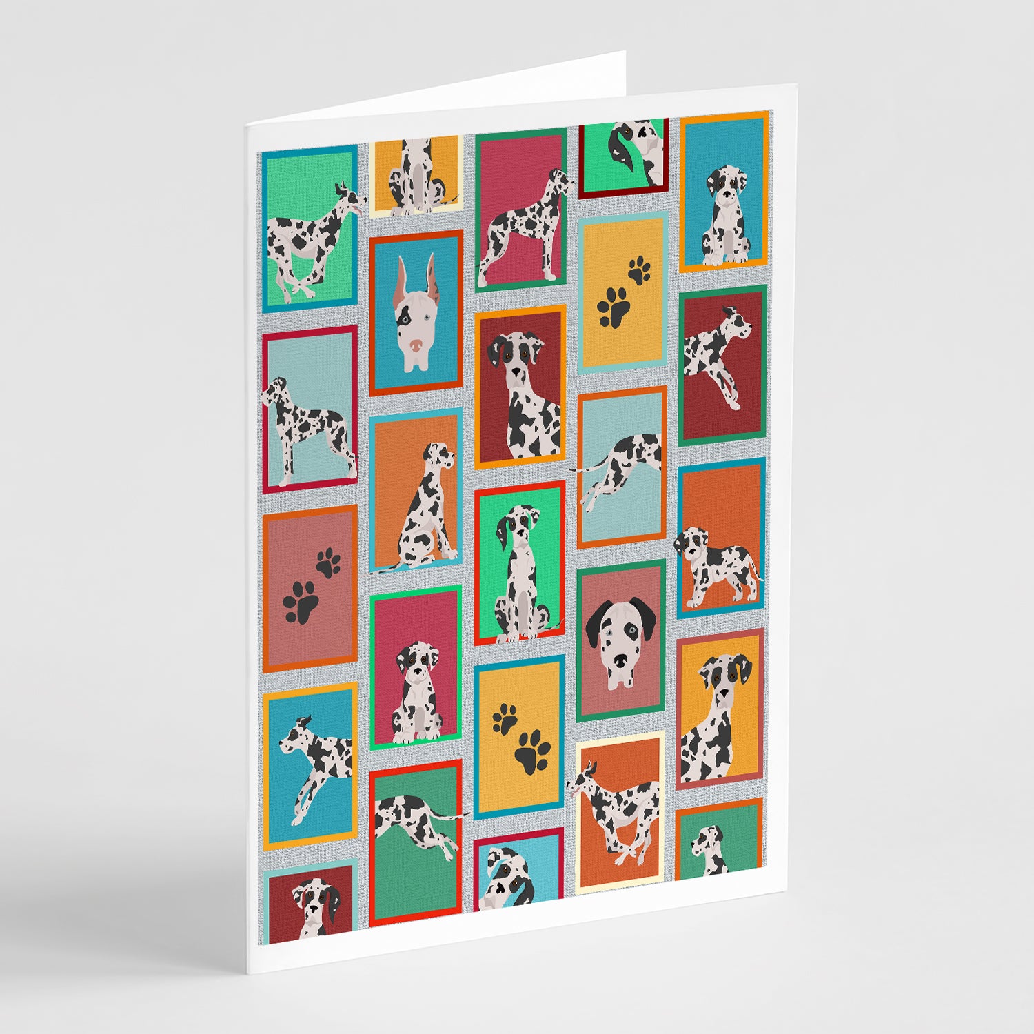 Buy this Lots of Harlequin Natural Ears Great Dane Greeting Cards and Envelopes Pack of 8