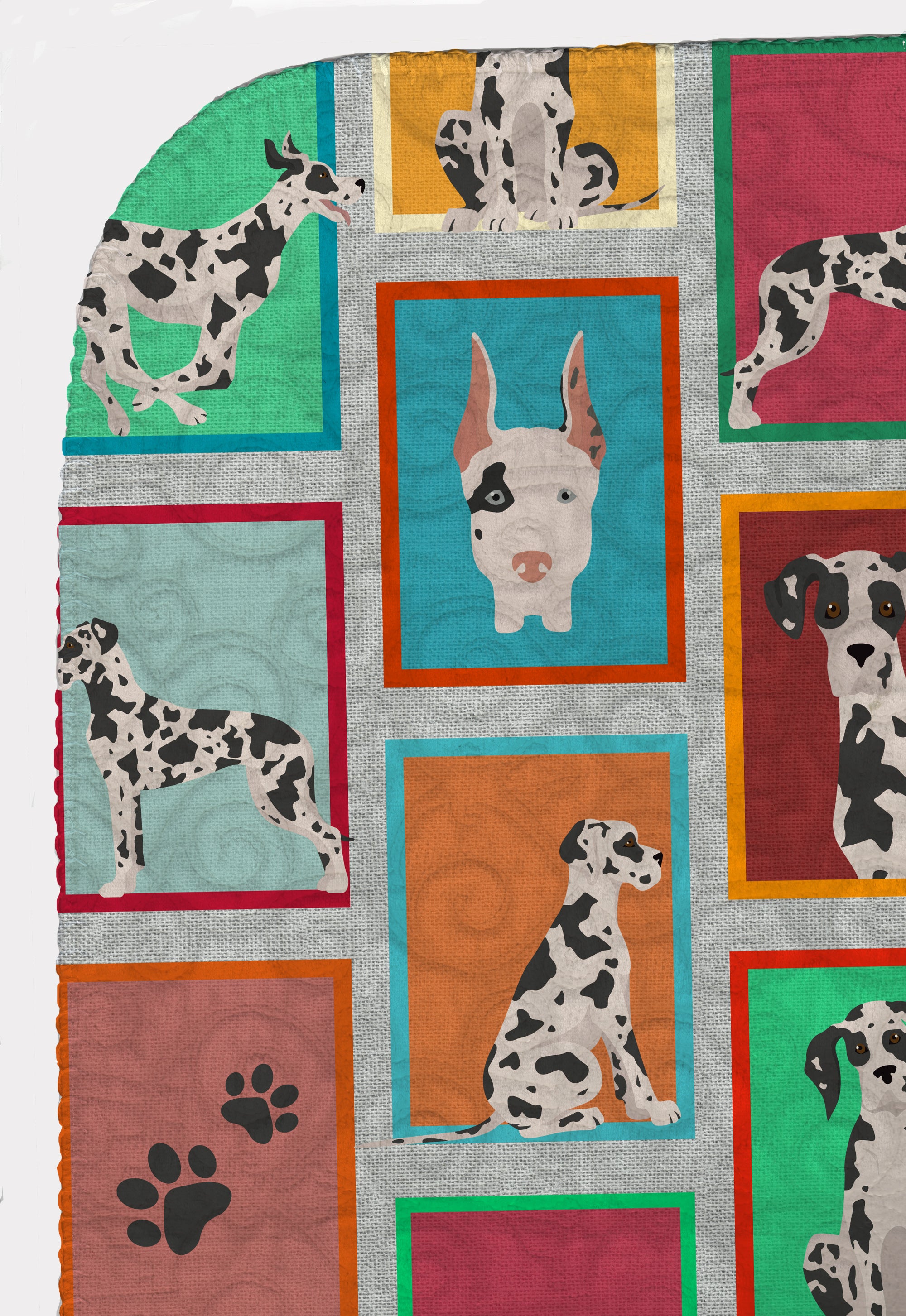 Lots of Harlequin Natural Ears Great Dane Quilted Blanket 50x60 - the-store.com