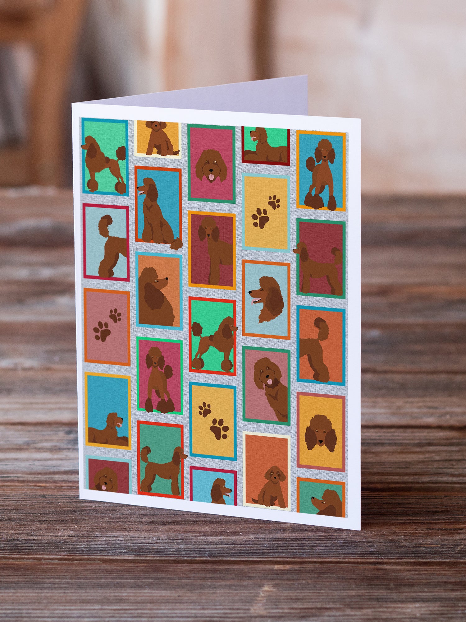 Buy this Lots of Chocolate Standard Poodle Greeting Cards and Envelopes Pack of 8