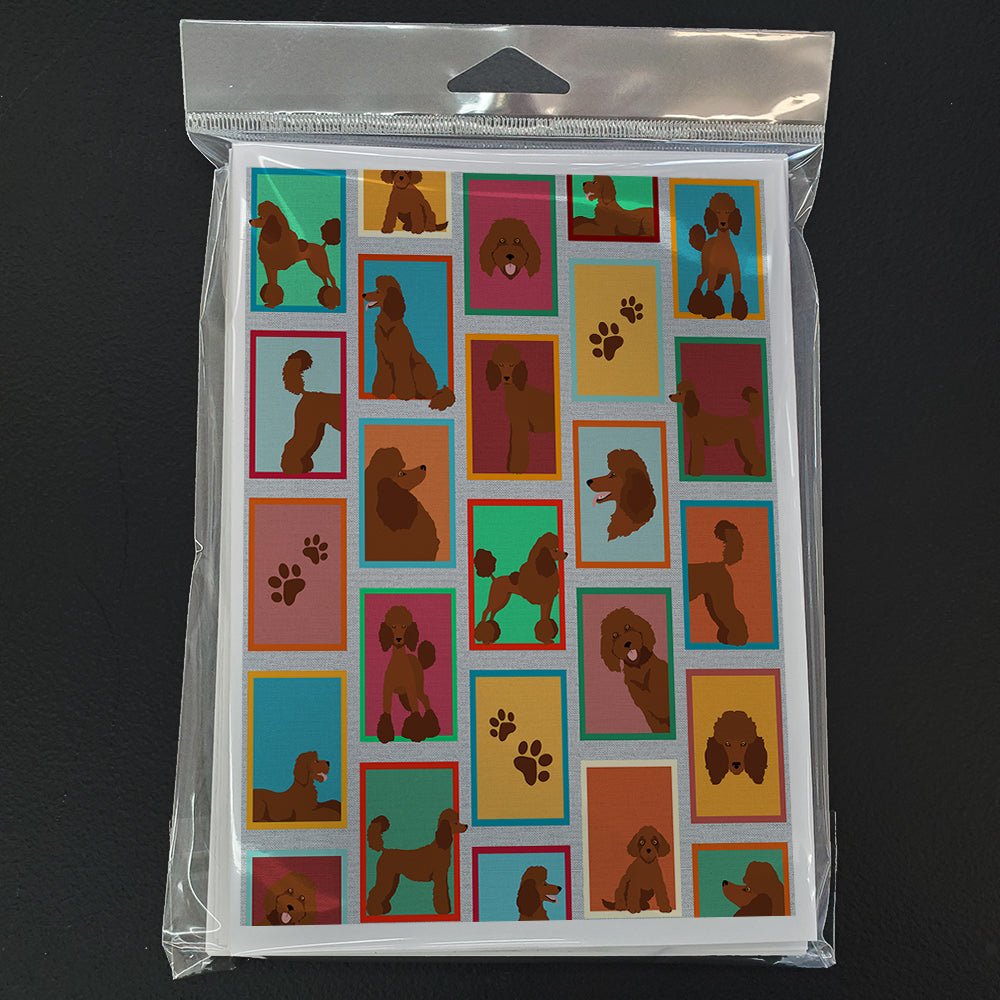 Lots of Chocolate Standard Poodle Greeting Cards and Envelopes Pack of 8 - the-store.com