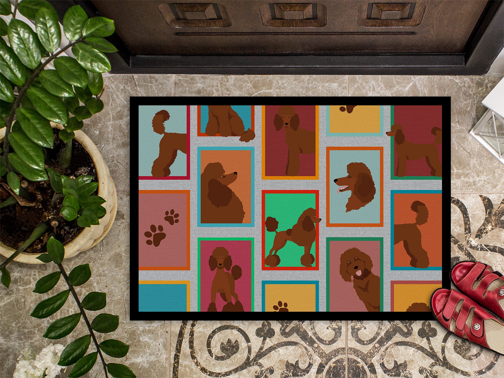 Lots of Chocolate Standard Poodle Indoor or Outdoor Mat 24x36 - the-store.com