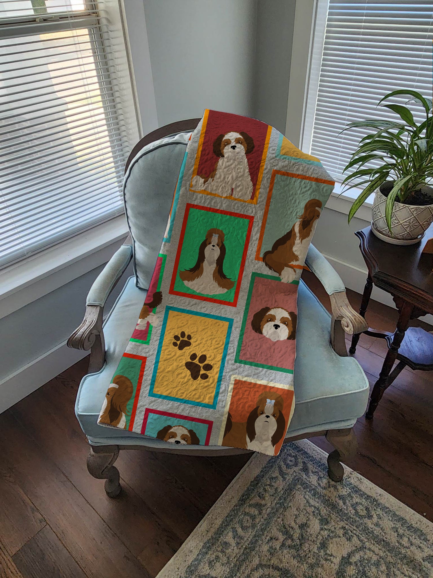 Lots of Shih Tzu Quilted Blanket 50x60 - the-store.com