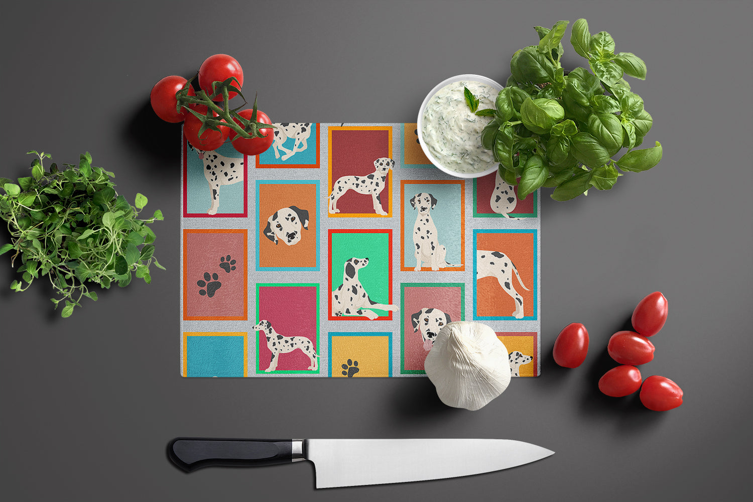 Lots of Dalmatian Glass Cutting Board Large - the-store.com