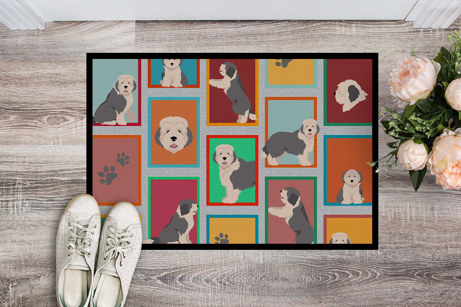 Lots of Old English Sheepdog Indoor or Outdoor Mat 24x36 - the-store.com