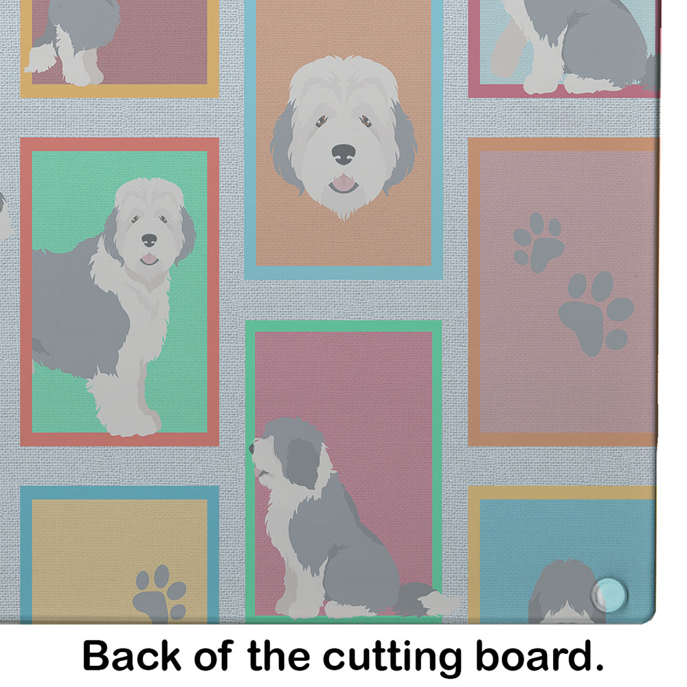 Lots of Old English Sheepdog Glass Cutting Board Large - the-store.com