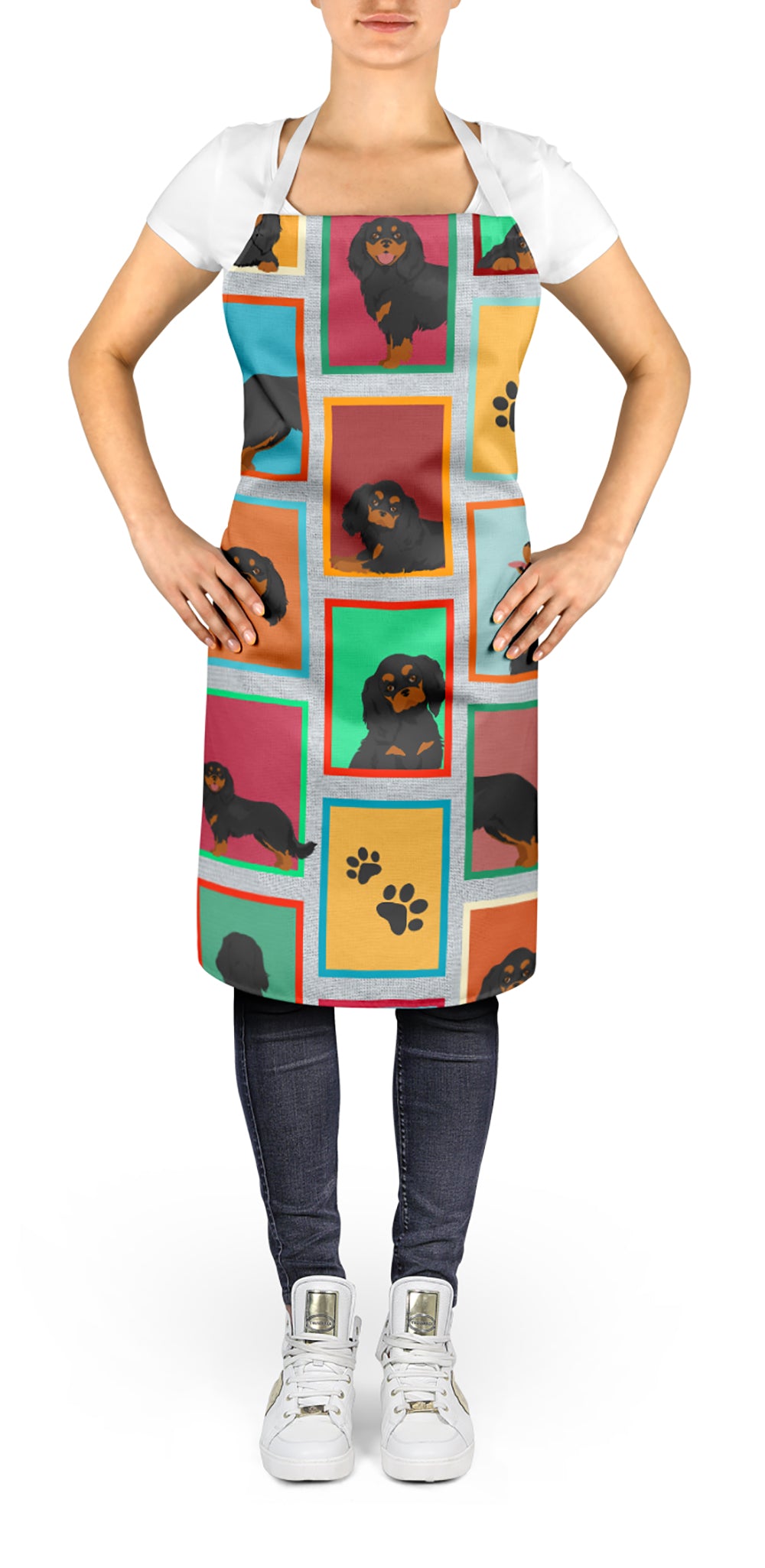 Lots of Black and Tan Cavalier King Charles Spaniel Apron