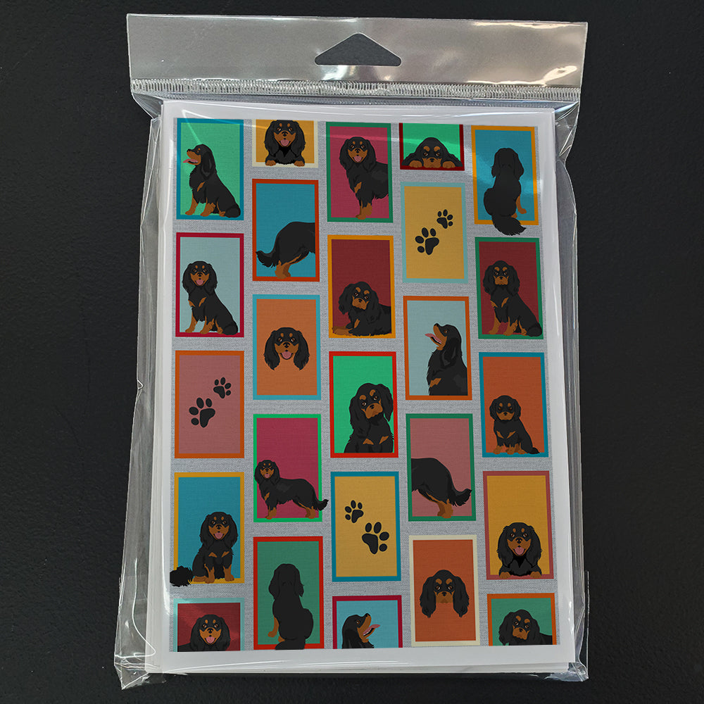 Lots of Black and Tan Cavalier King Charles Spaniel Greeting Cards and Envelopes Pack of 8 - the-store.com