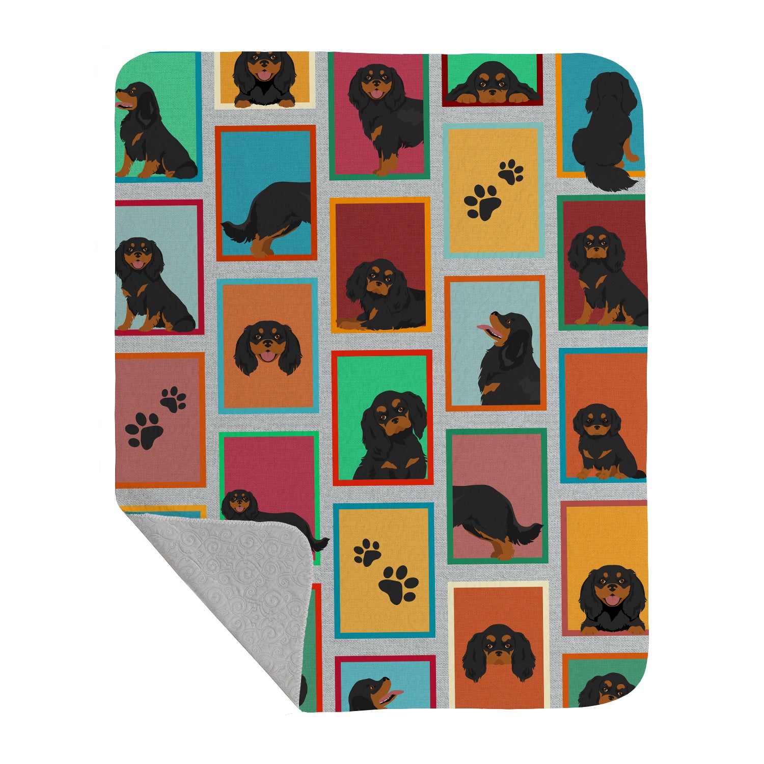 Buy this Lots of Black and Tan Cavalier King Charles Spaniel Quilted Blanket 50x60