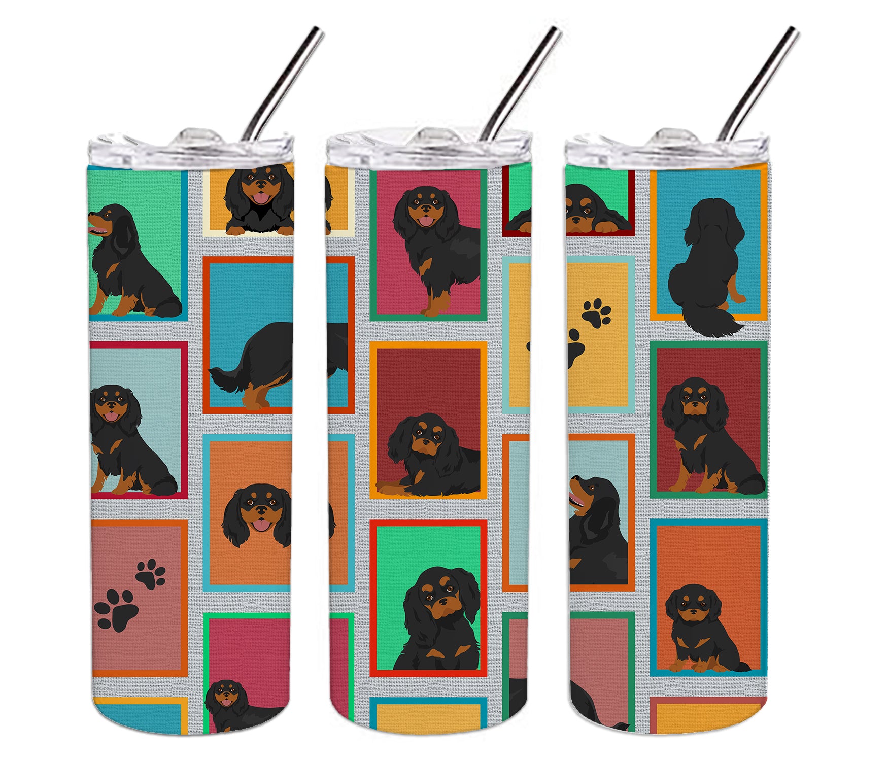 Lots of Black and Tan Cavalier King Charles Spaniel Stainless Steel 20 oz Skinny Tumbler - the-store.com