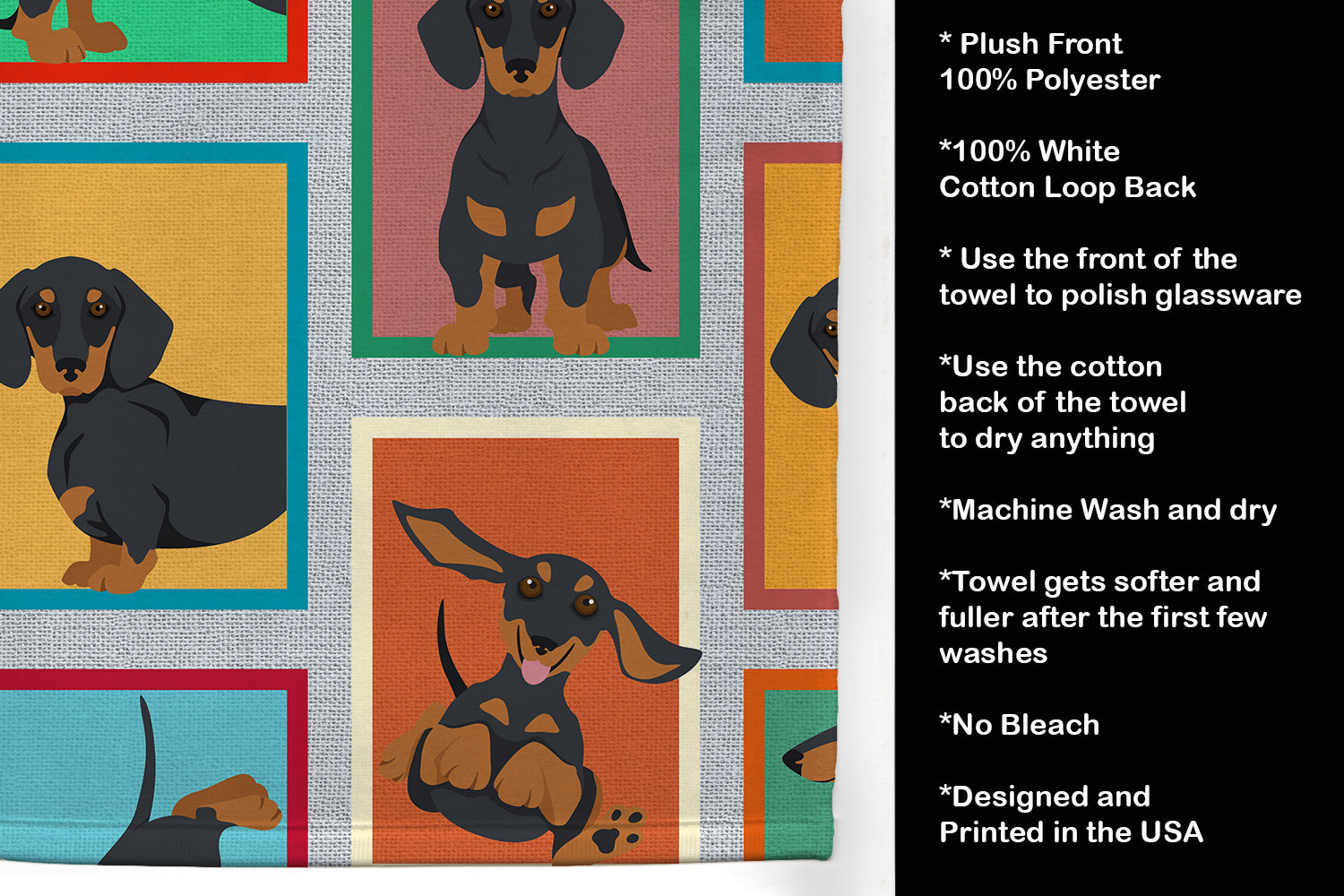 Lots of Black and Tan Dachshund Kitchen Towel - the-store.com