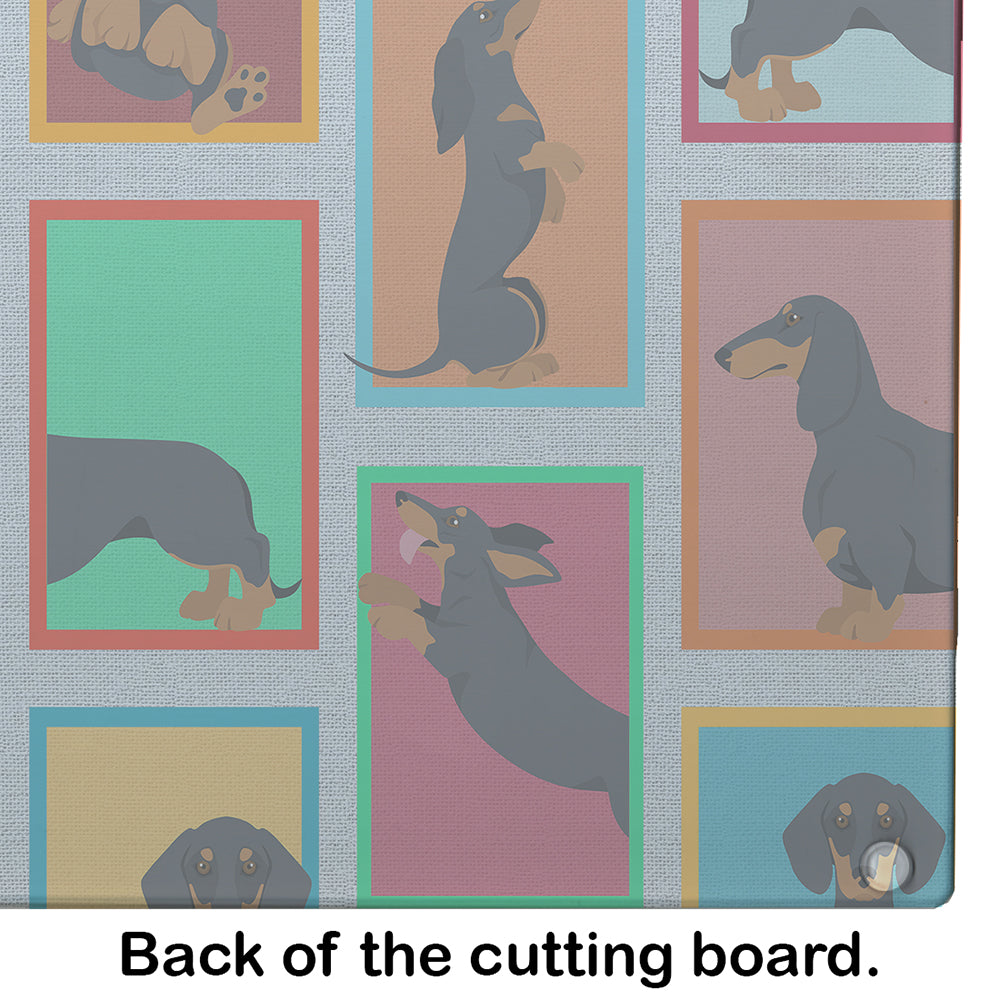 Lots of Black and Tan Dachshund Glass Cutting Board Large - the-store.com
