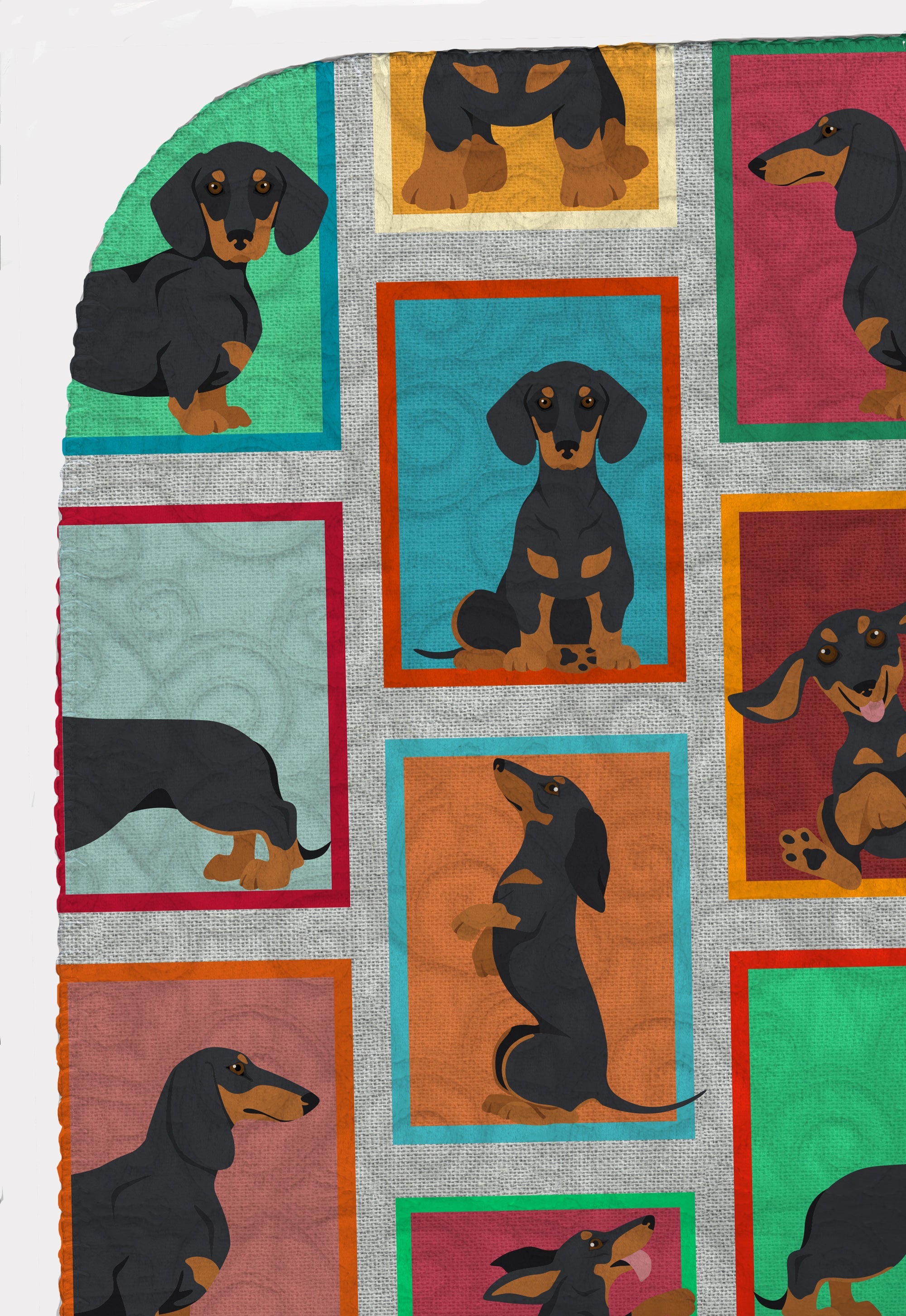 Lots of Black and Tan Dachshund Quilted Blanket 50x60 - the-store.com
