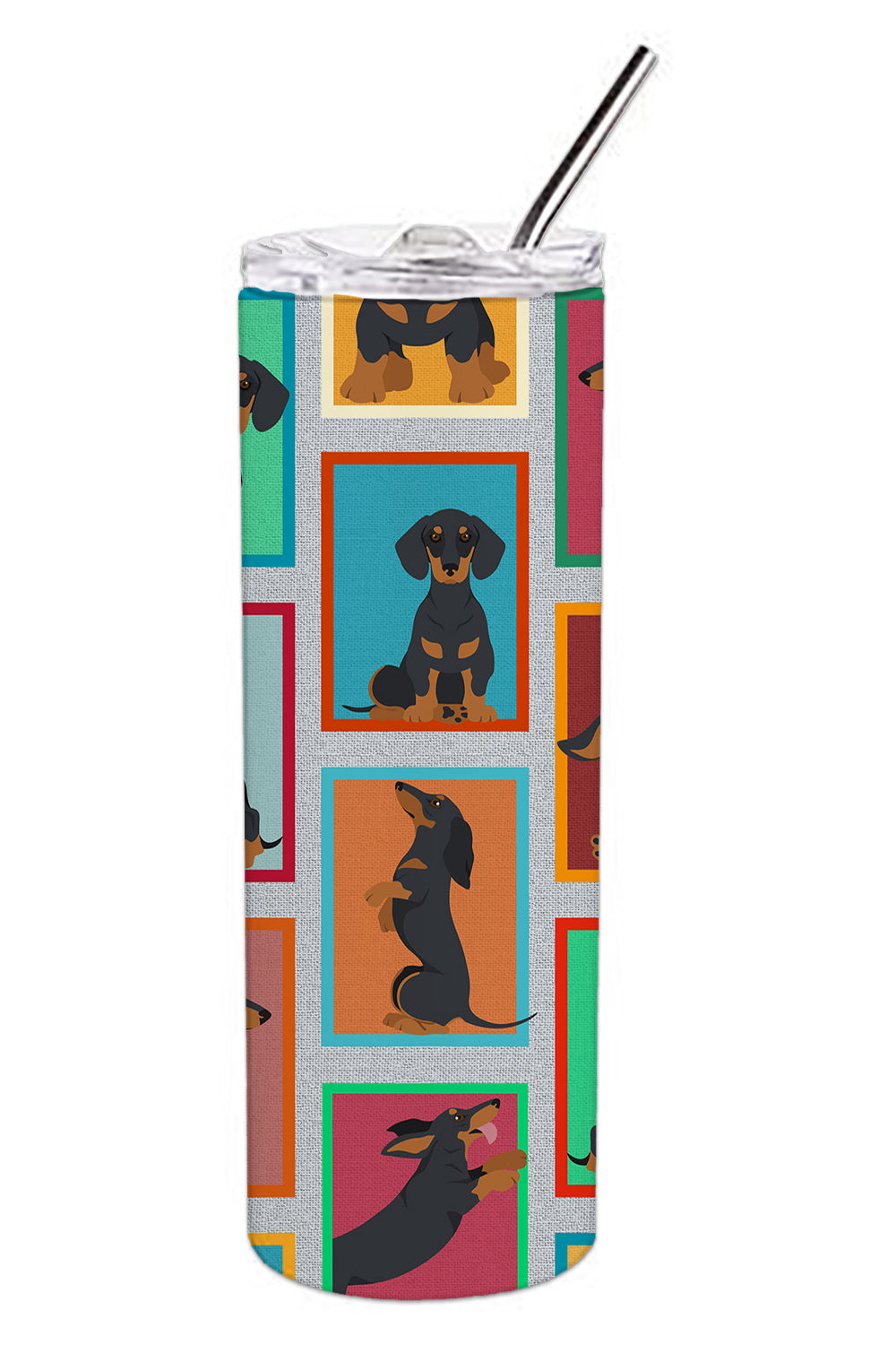Lots of Black and Tan Dachshund Stainless Steel 20 oz Skinny Tumbler - the-store.com