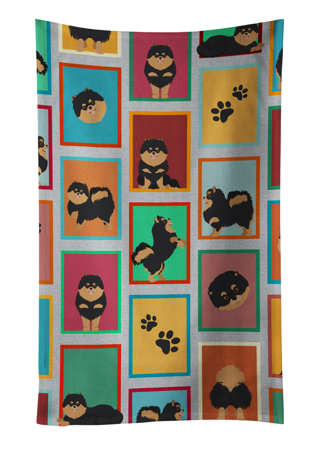 Buy this Lots of Black and Tan Pomeranian Kitchen Towel