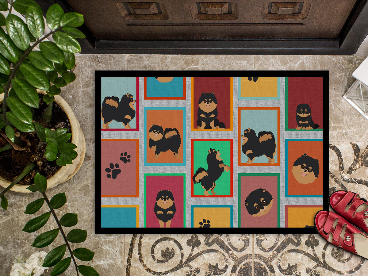 Caroline's Treasures Lots of Black and Tan Pomeranian Doormat - 18x27 Decorative Floor Mat – Indoor/Outdoor Rug with Artistic Flair