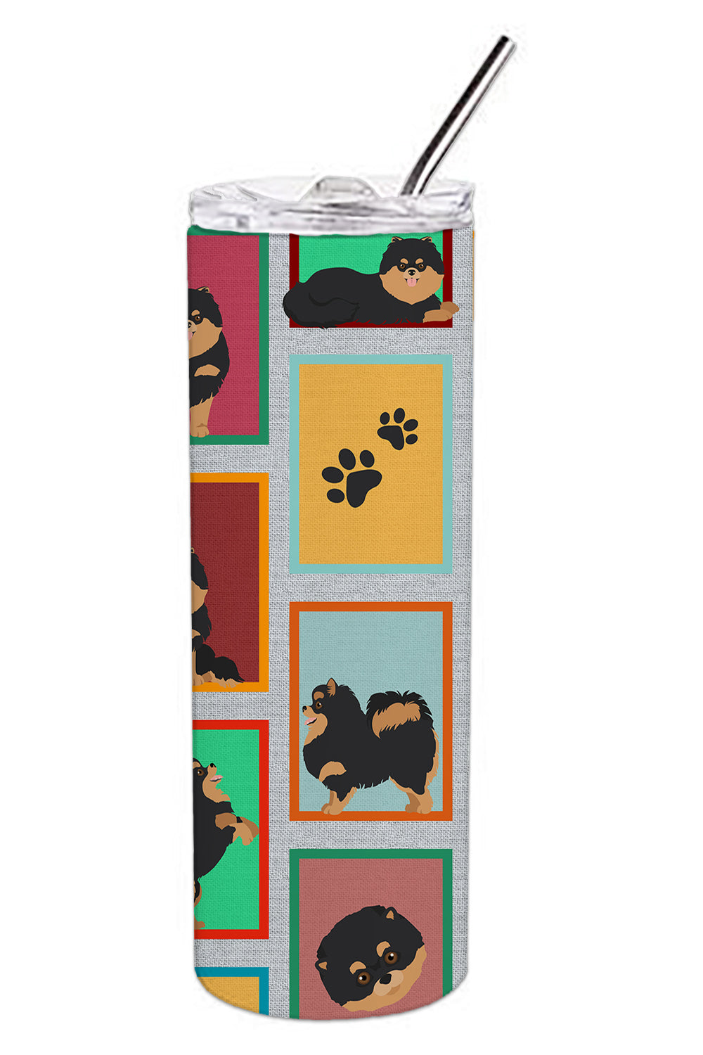 Lots of Black and Tan Pomeranian Stainless Steel 20 oz Skinny Tumbler - the-store.com