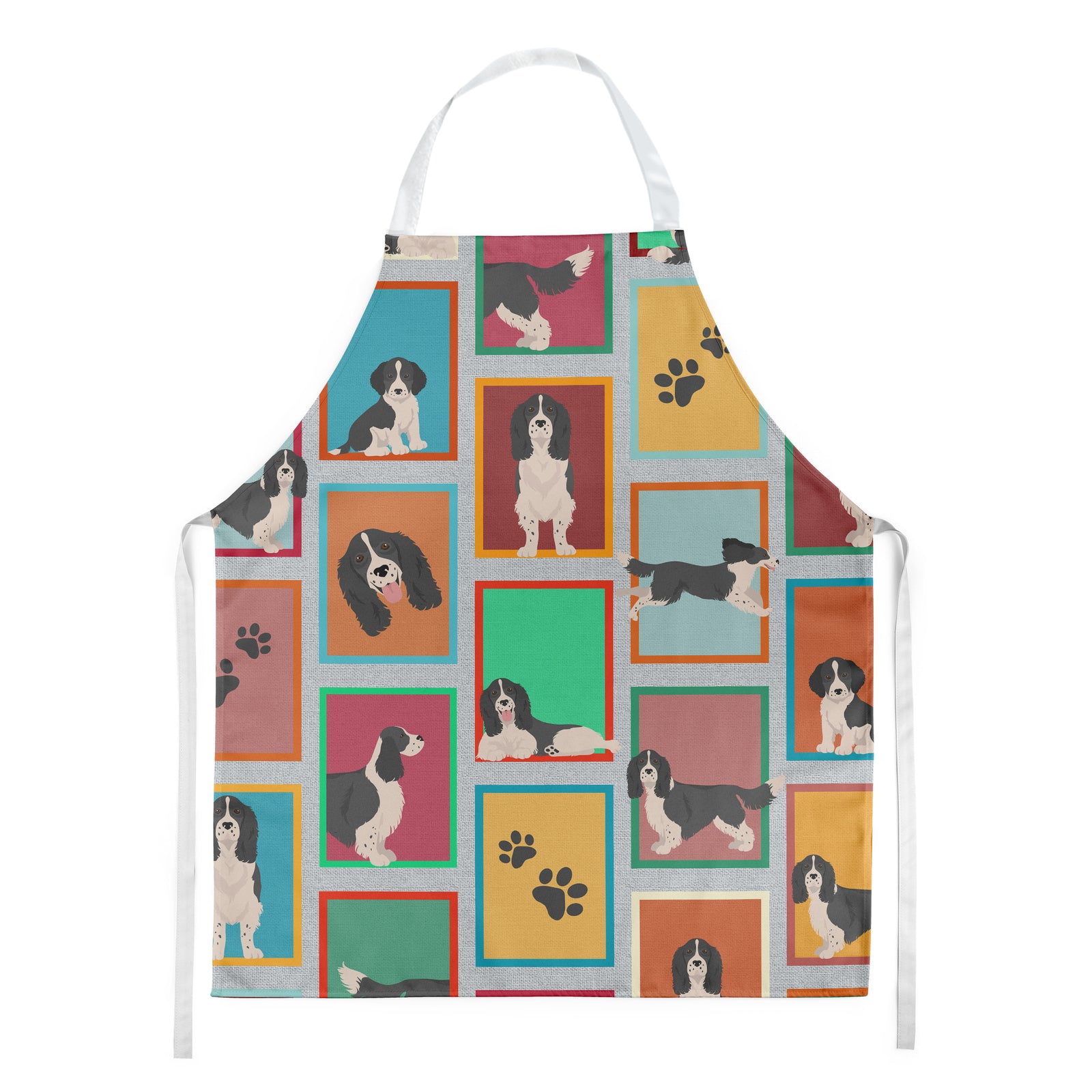 Lots of Black and White English Springer Spaniel Apron  the-store.com.