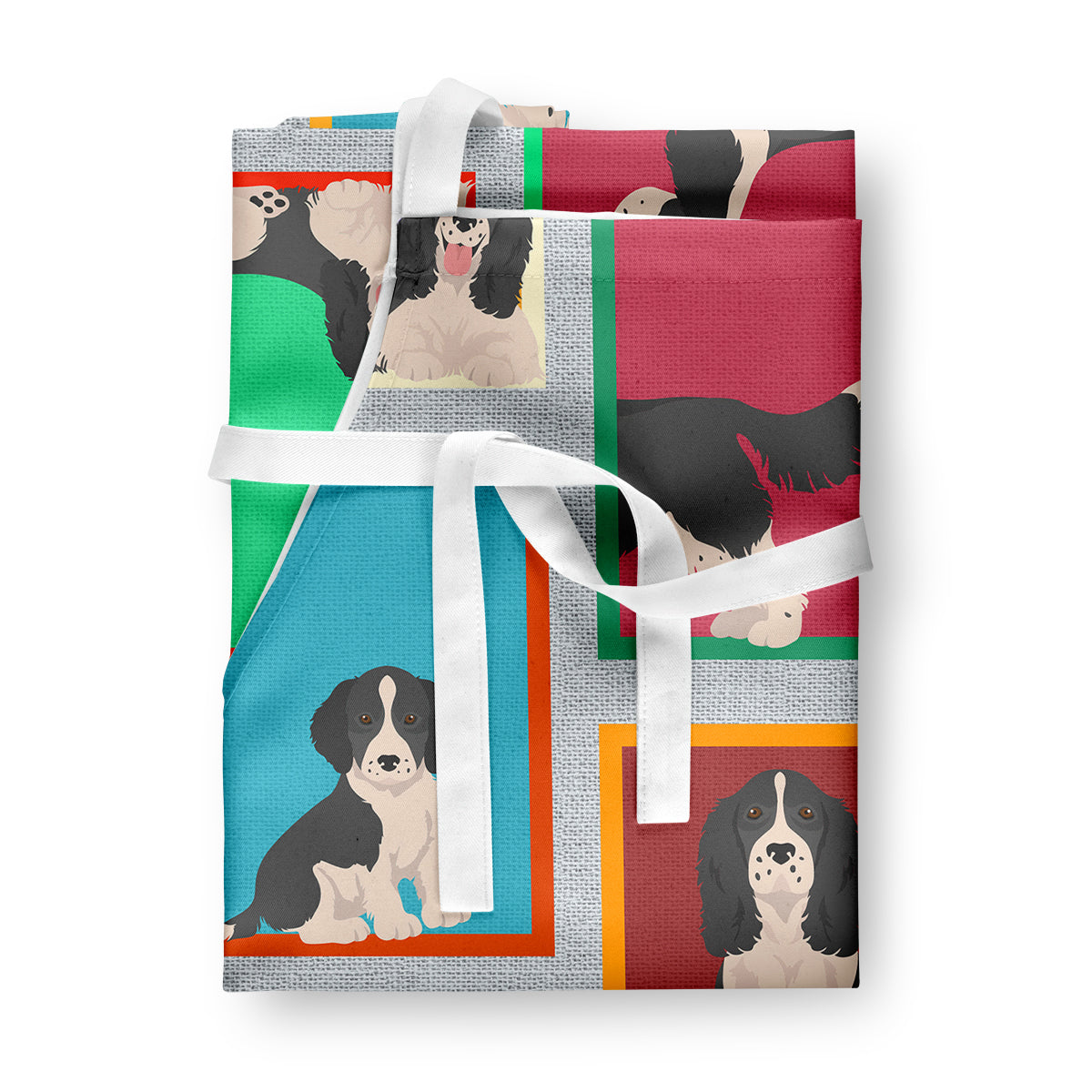 Lots of Black and White English Springer Spaniel Apron  the-store.com.
