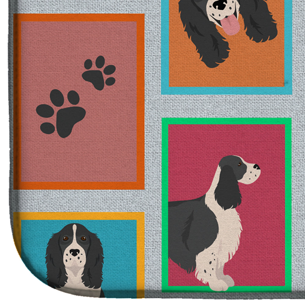 Lots of Black and White English Springer Spaniel Dish Drying Mat  the-store.com.