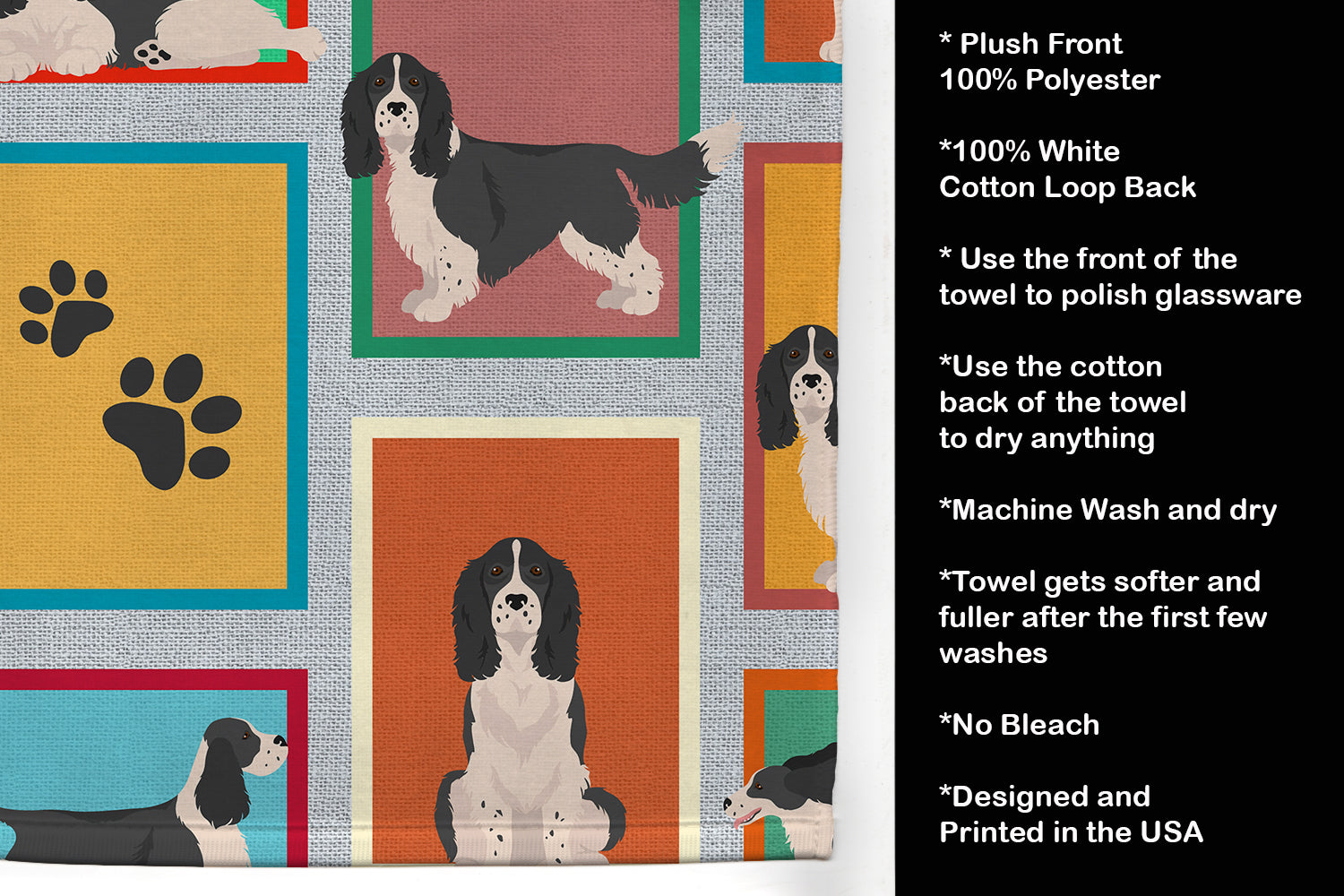 Lots of Black and White English Springer Spaniel Kitchen Towel - the-store.com