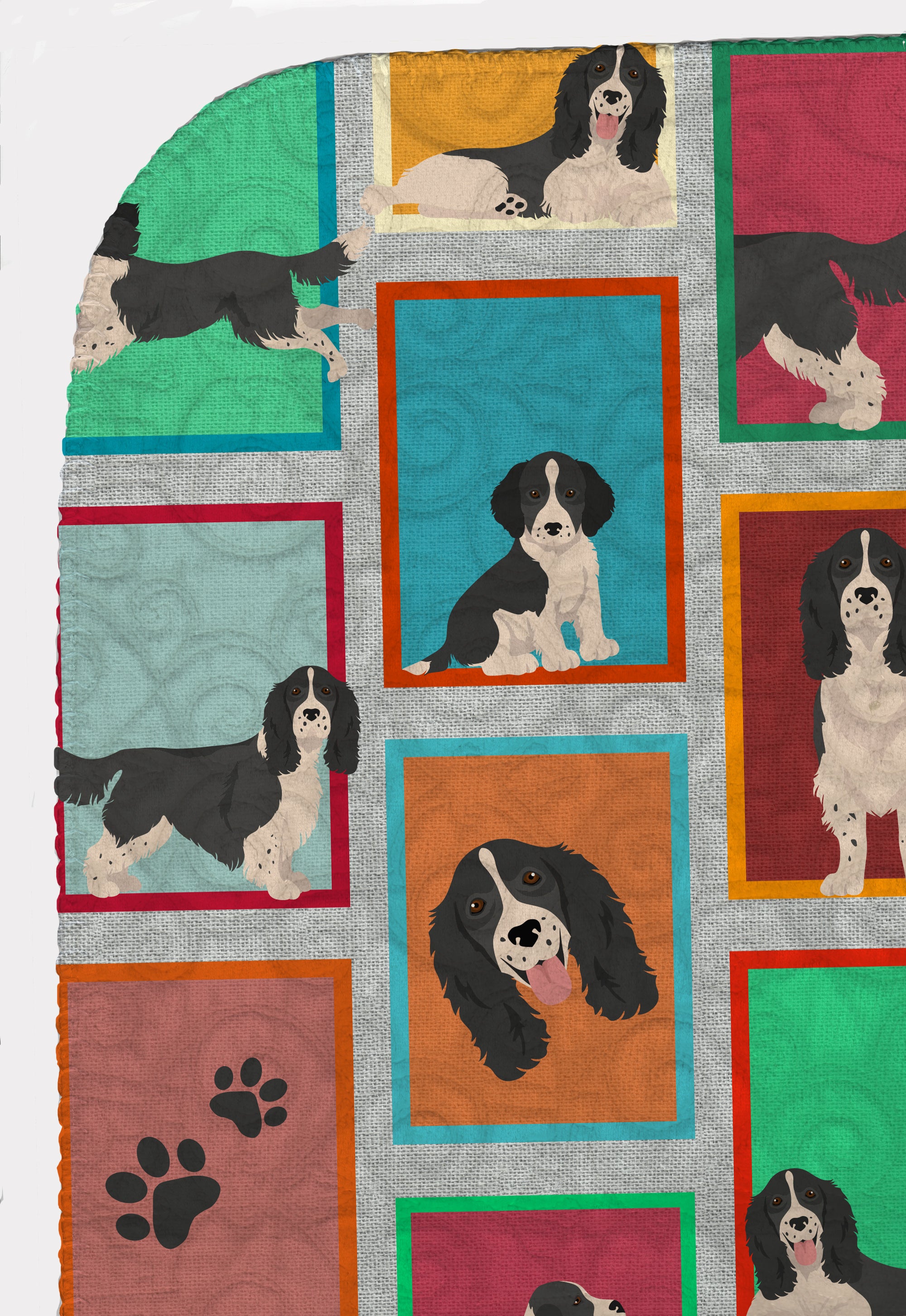 Lots of Black and White English Springer Spaniel Quilted Blanket 50x60 - the-store.com