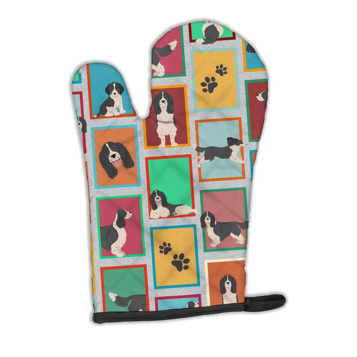 Lots of Black and White English Springer Spaniel Oven Mitt  the-store.com.