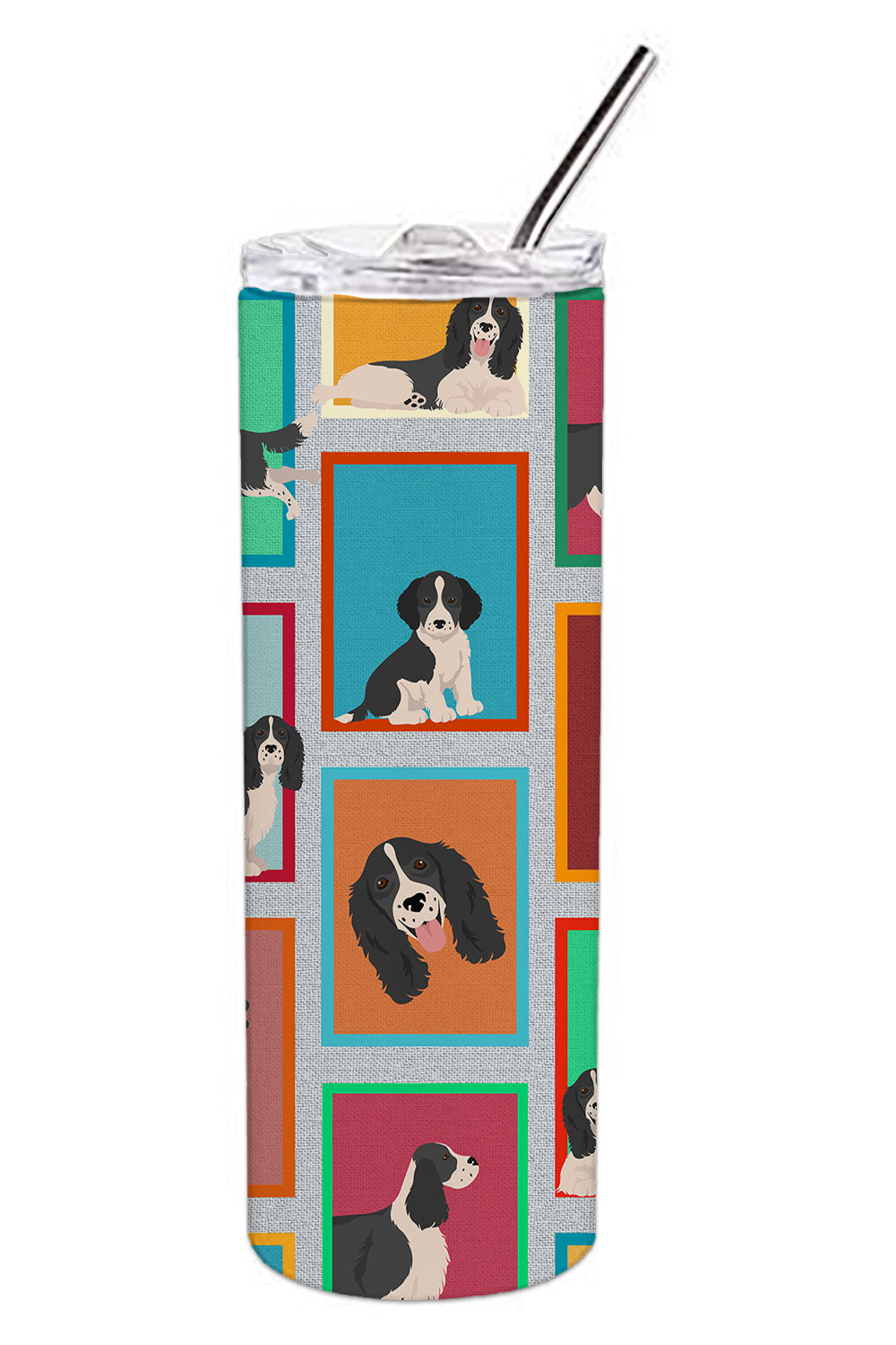 Lots of Black and White English Springer Spaniel Stainless Steel 20 oz Skinny Tumbler - the-store.com