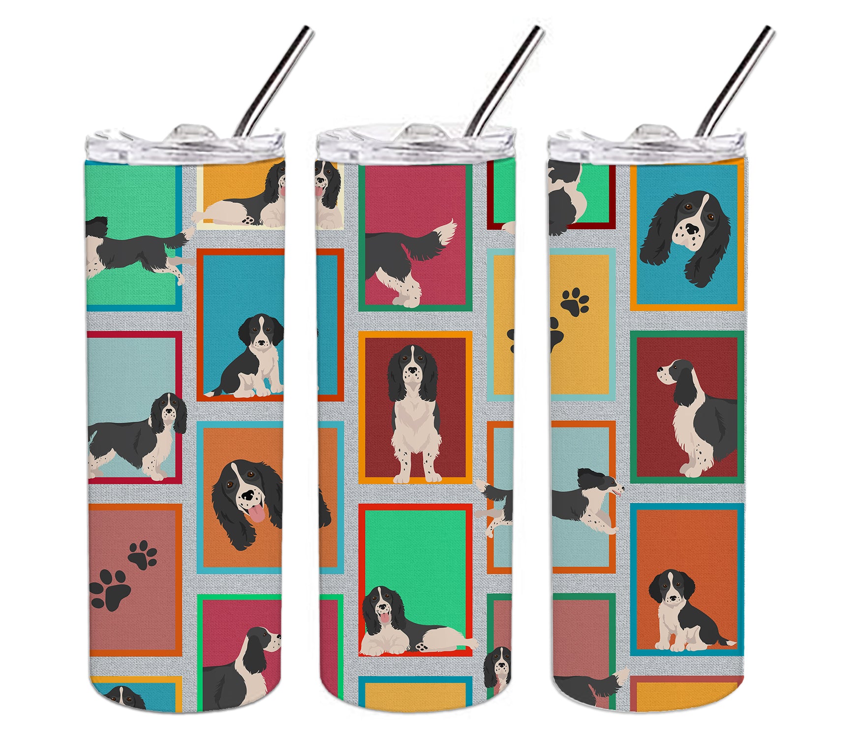 Lots of Black and White English Springer Spaniel Stainless Steel 20 oz Skinny Tumbler - the-store.com