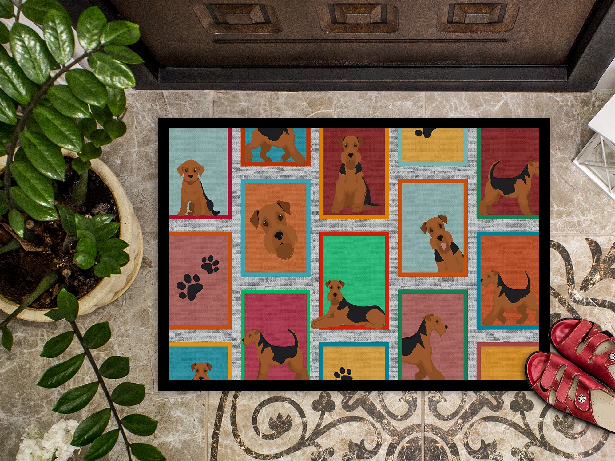 Lots of Airedale Terrier Indoor or Outdoor Mat 24x36 - the-store.com