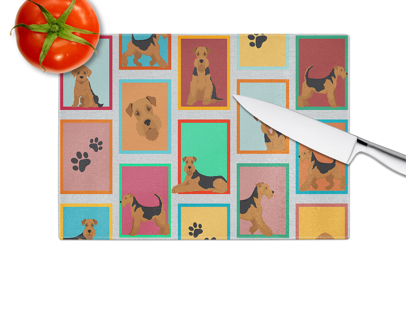 Lots of Airedale Terrier Glass Cutting Board Large - the-store.com