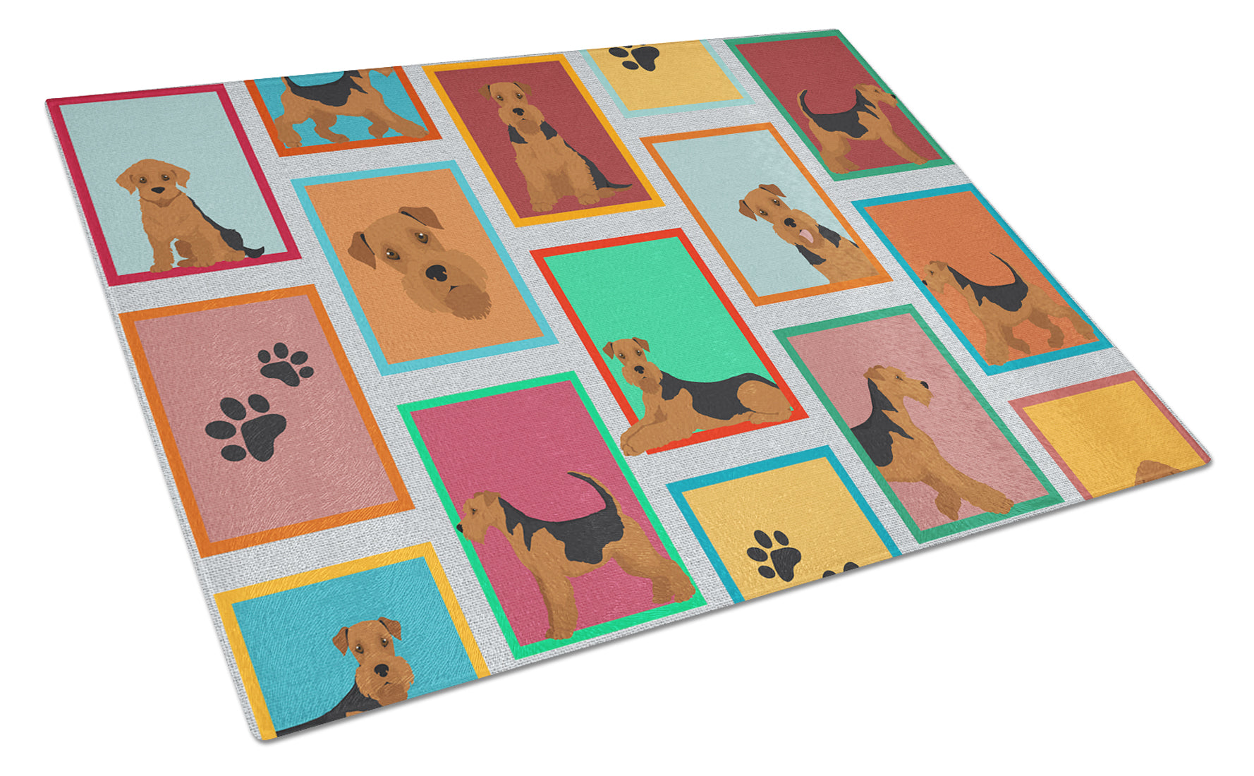 Buy this Lots of Airedale Terrier Glass Cutting Board Large